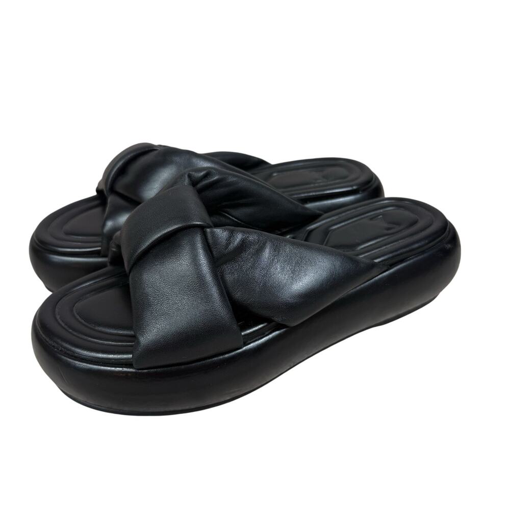 Marc Fisher Black Padded Crisscross Slide Sandals